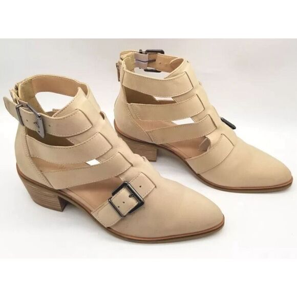 Crevo Boots Womens Size 7.5 Tan Leather Jessamine Low Block Heel Booties NEW - Picture 1 of 11